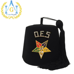 OES Rhinestone Black Fez