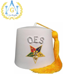 OES Rhinestone White Fez
