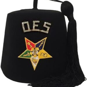 OES Rhinestone Black Fez