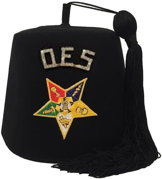 OES Rhinestone Black Fez