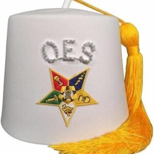 OES Rhinestone White Fez