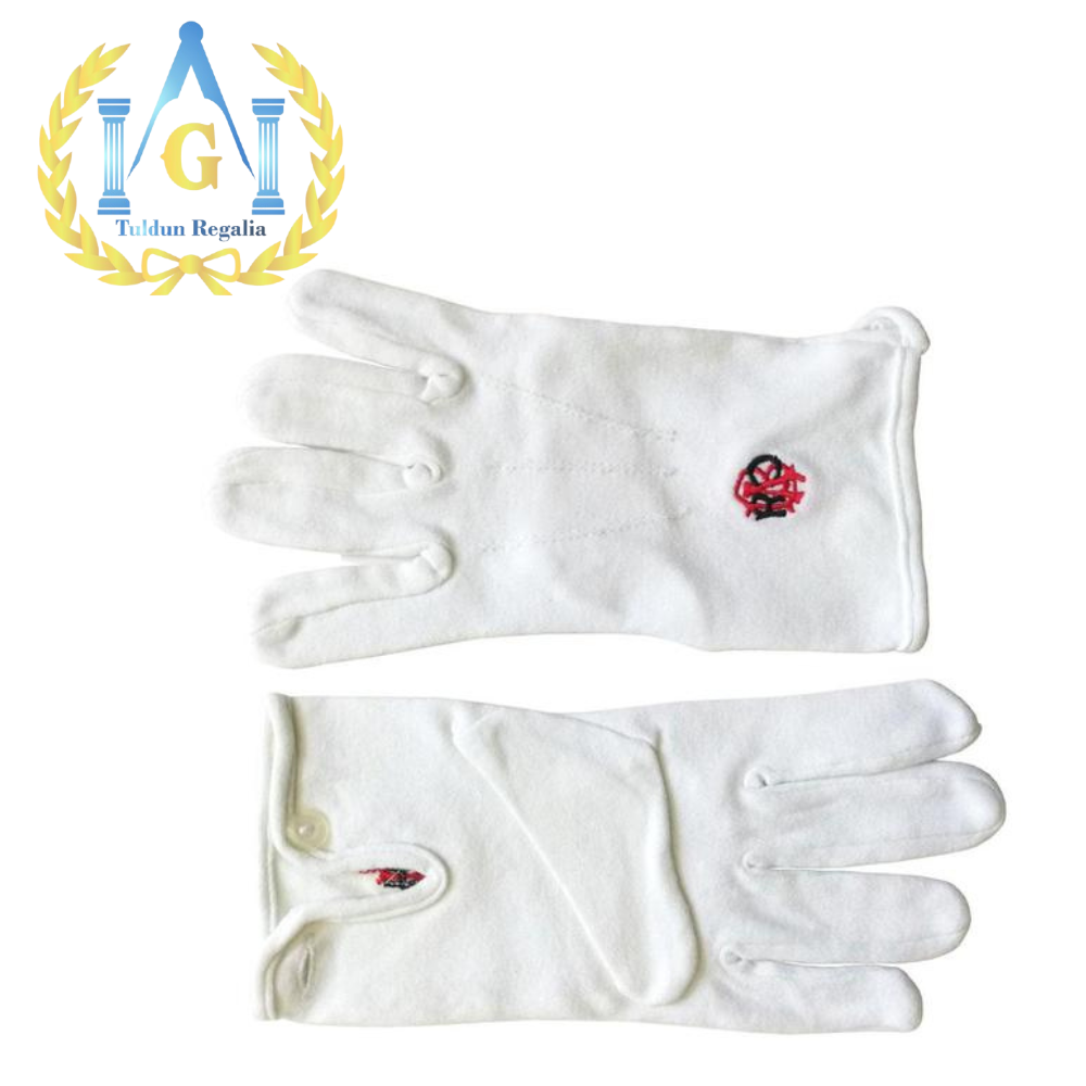 Embroidered White Cotton Gloves