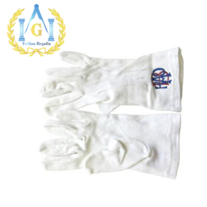 Red Blue Embroidery Cotton Gloves