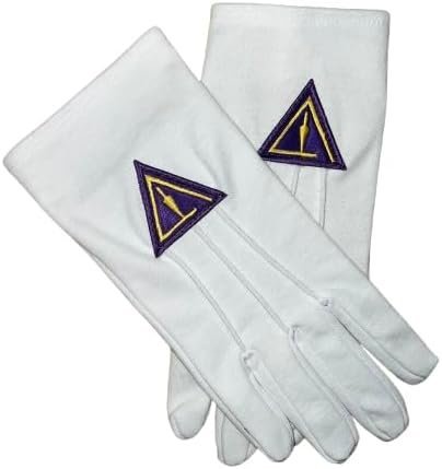 Masonic Gloves 100% Cotton with Cryptic Mason Symbol