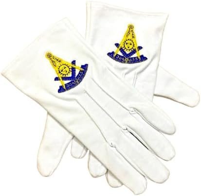 Freemason Past Master Masonic Regalia 100% Cotton White Masonic Gloves – Past Master Symbol Gloves