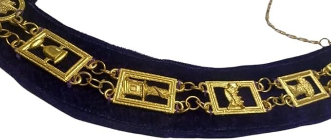 Masonic Regalia OES Order of Star Metal Chain Collar Purple Backing