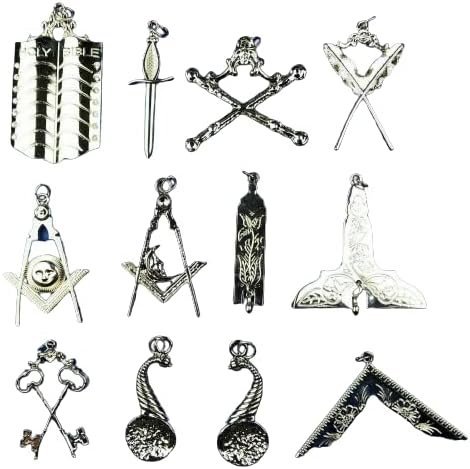 Masonic Blue Lodge Officer Collar Jewels Set of 12 ( Silver), free size