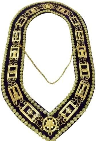 Eastern Star Order OES & Masonic Chain Collars, Purple Backing with Rhinestones