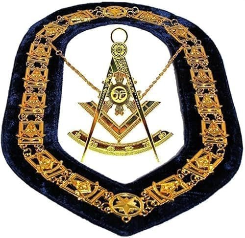 Masonic Regalia Gold-Plated Past Master Chain Collar + Jewel
