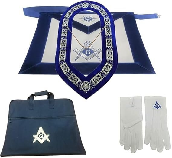 Masonic Apron Master Mason Square And Compass With G Apron With Case Chain Collar And Gloves