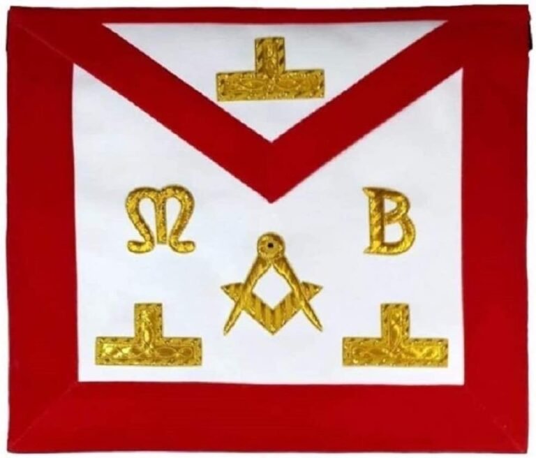 Masonic Hand Embroidered Bullion & Wire Made Master Mason Red Apron (Lambskin)