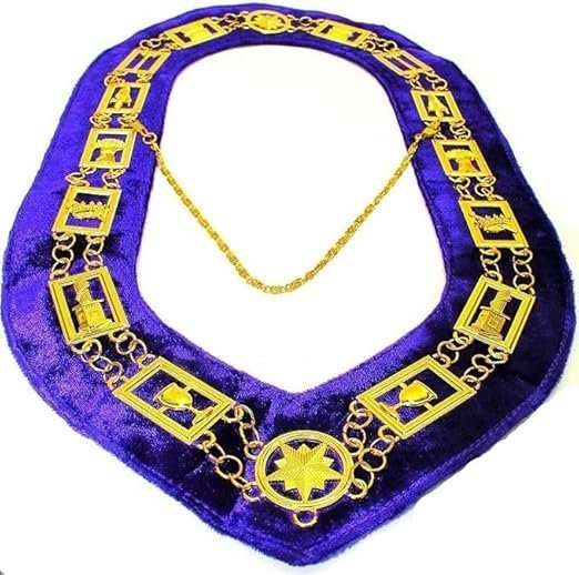 Masonic Regalia OES Order of Star Metal Chain Collar Purple Backing