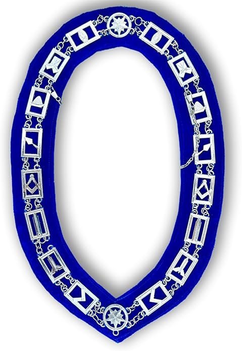 Masonic Regalia Blue Lodge Chain Collar Silver Plated Blue Backing