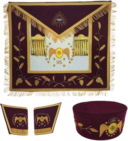 Masonic Scottish Rite 95th Degree Apron With Cuff Set Hand Embroidery