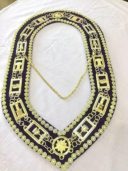 Eastern Star Order OES & Masonic Chain Collars, Purple Backing with Rhinestones
