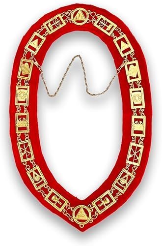 Masonic Regalia Royal Arch Chain Collar, Masonic Royal Arch Golden Collar, Masonic Red Collar, Royal Arch Regalia