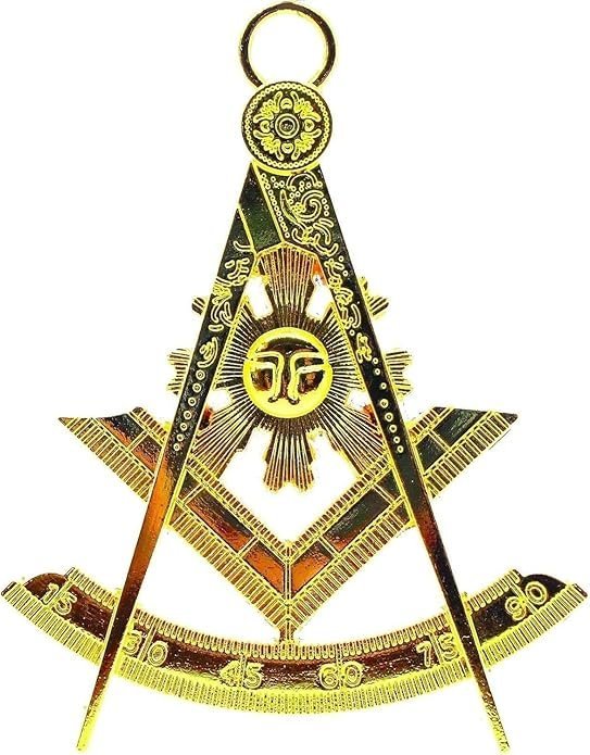 Past Master Mason Masonic Collar Jewel Square & Compass Gold Plated