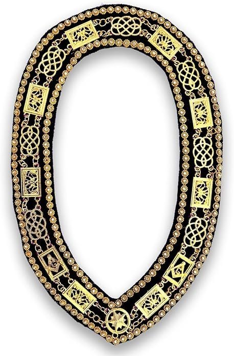Masonic Regalia Grand Lodge Chain Collar Golden Chain with Purple Backing Golden Rhinestones