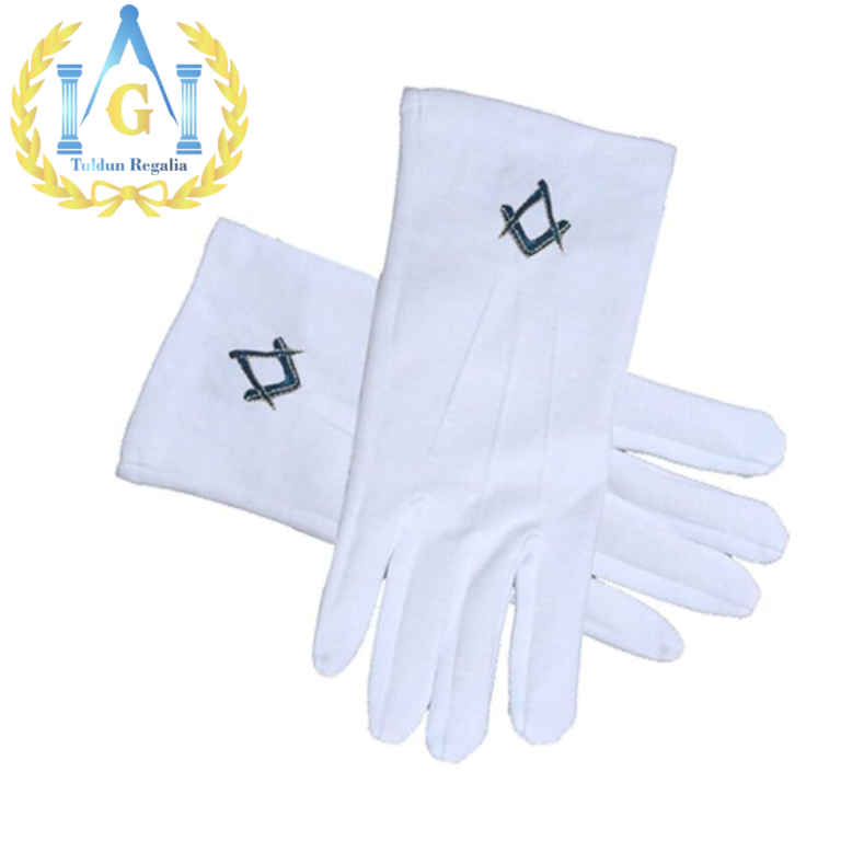 Masonic Regalia Cotton Gloves with Square Compass – Freemason White Gloves