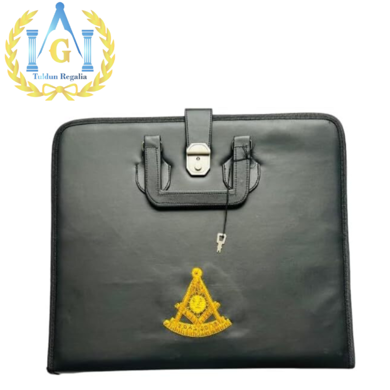 Masonic Case Hand Embroidered Golden Bullion Wire Past Master Fits Master Mason Apron & Chain Collar