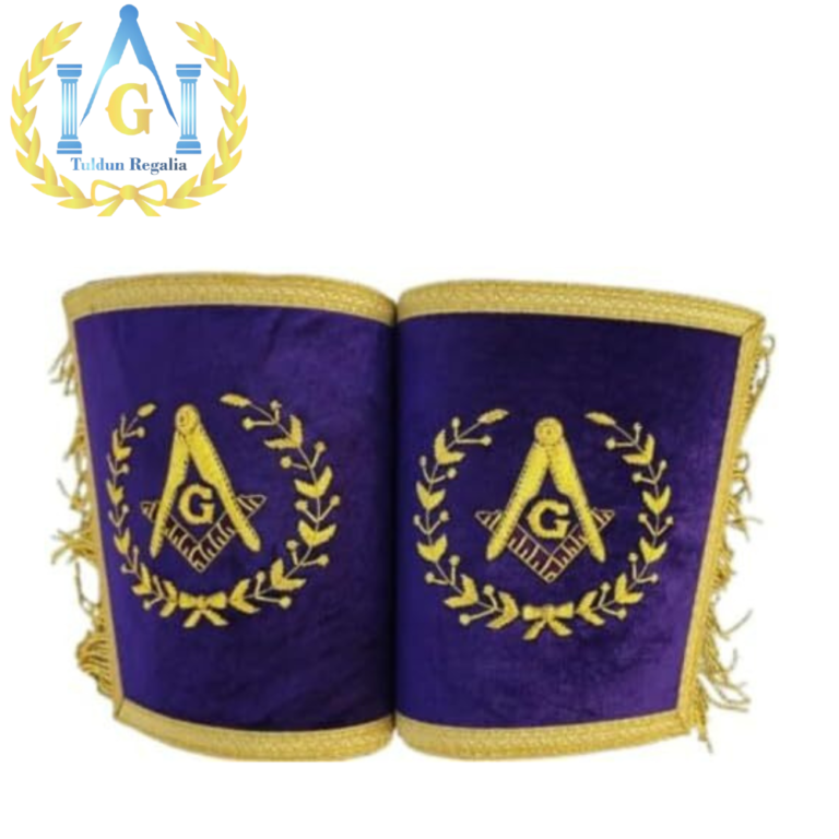 Masonic Grand Master Mason Purple Gauntlets Cuffs Gold Bullions Threads Fringe