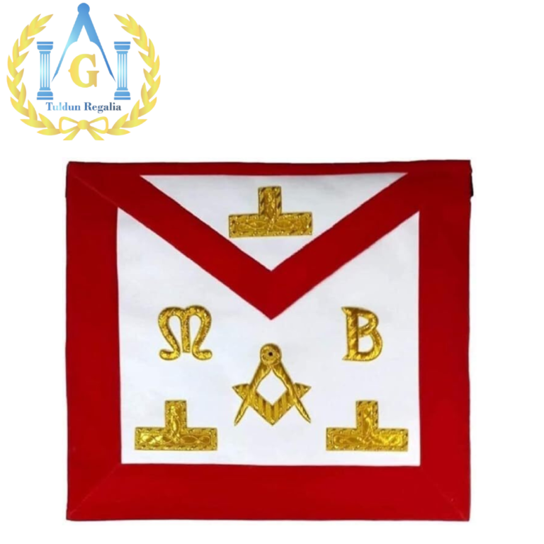 Masonic Hand Embroidered Bullion & Wire Made Master Mason Red Apron (Lambskin)