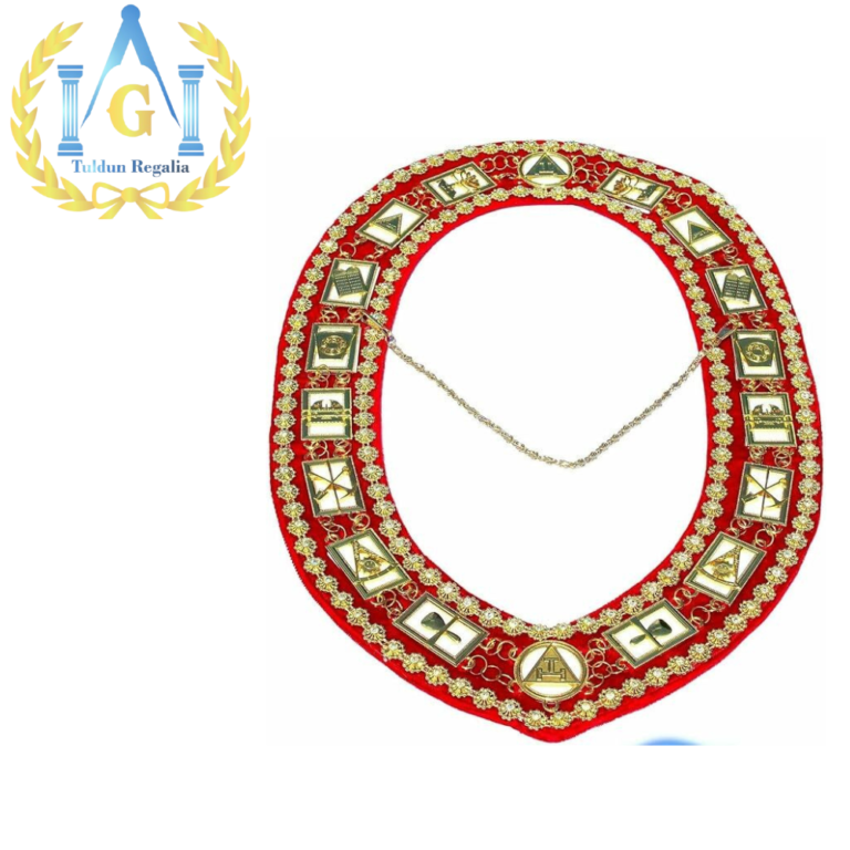 Masonic Regalia Royal Arch Rhinestone / White / RED Backing Collar