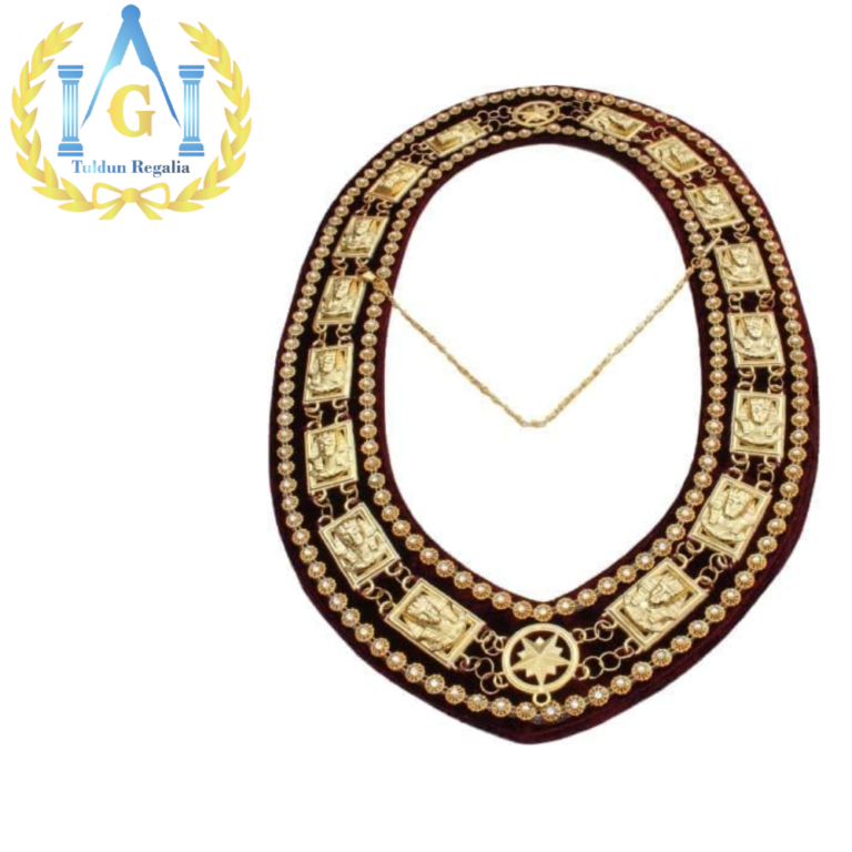 Masonic Regalia Shriner Chain Collar with Rhinestone Sphinx Collar
