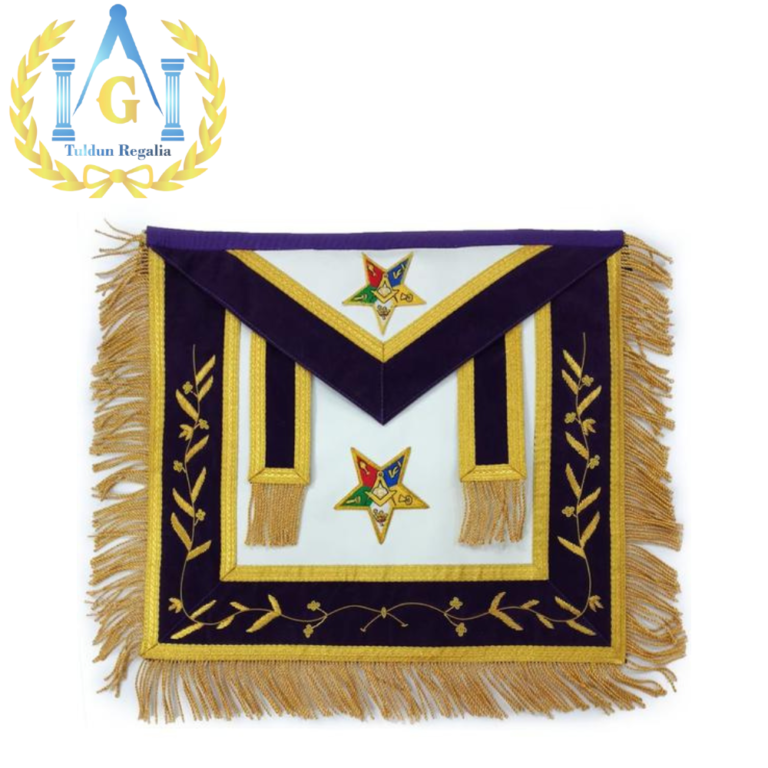Masonic OES Patron Apron Golden Mylar Tassels Hand Embroidered