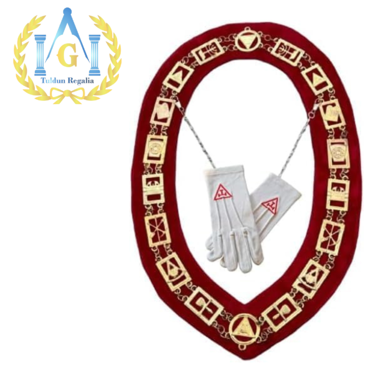 Masonic Regalia Royal Arch Gold-Plated Chain Collar + free Gloves