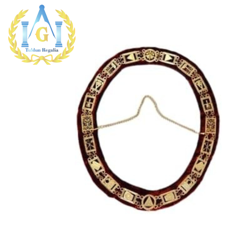 Masonic Regalia Royal Arch Officer Collar Gold Chain Red Velvet | York Rite of Freemasonry Collars (Customizable)