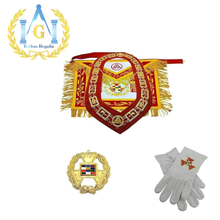 Masonic Regalia Royal Arch Past High Priest Apron Chain Collar Gloves Set and Jewel Full dressed Apron