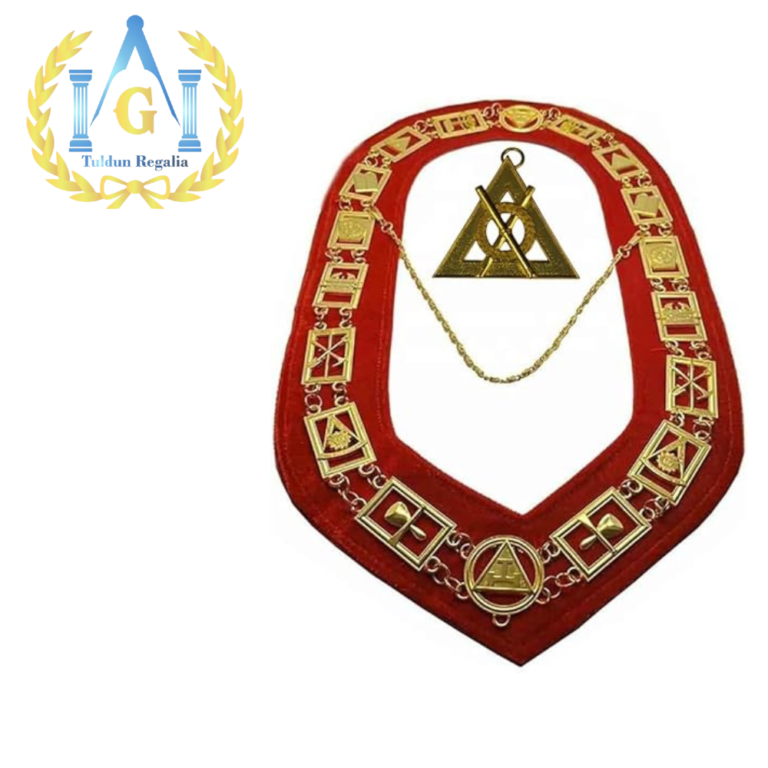 Generic New Masonic regalia Royal arch chain collar with chapter Director of Ceremonies jewel, Big, Red