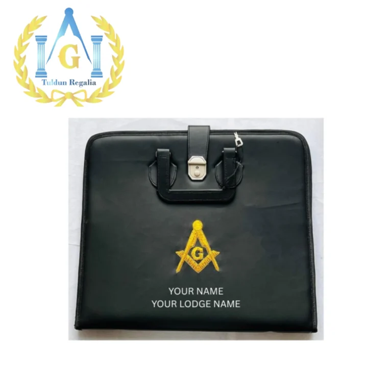 Masonic Custom  Hand Embroidery Golden Master Mason Apron Case