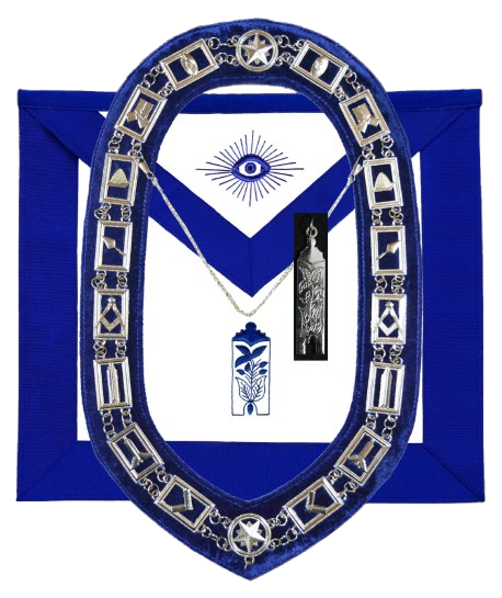 Masonic Blue Lodge Officer Junior Warden Apron Silver Chain Collar And Jewel