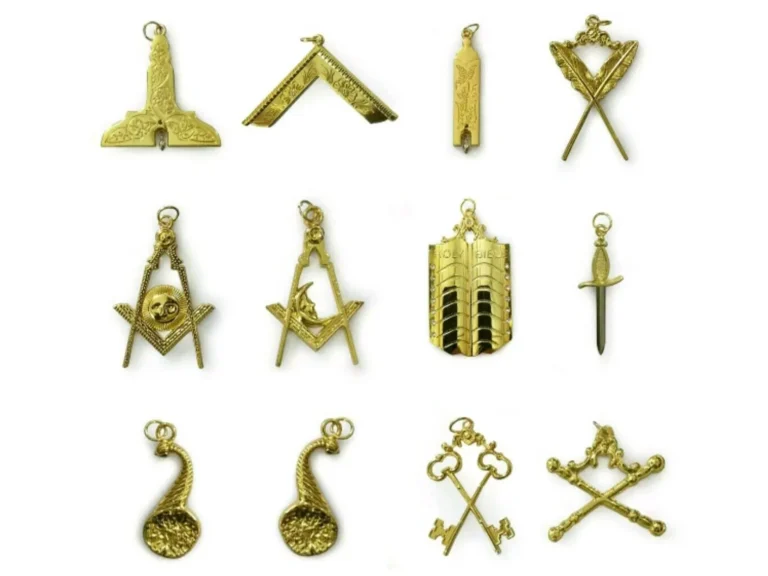 Masonic Blue Lodge Officer Collar Jewels Set of 12 (Gold)