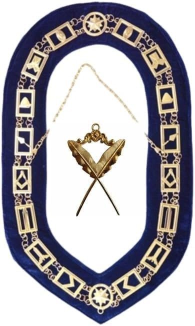 MASONIC BLUE LODGE OFFICER CHAIN COLLAR WITH Secretary JEWEL
