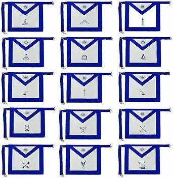 Masonic Blue Lodge Apron Set 15 Stations WM SW JW SD JD Treasurer Etc Regalia, free size
