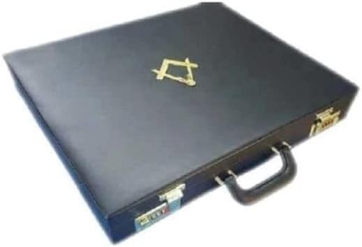 Masonic Regalia MM WM Attaché Mason Apron Hard Case Briefcase with Yellow Compass