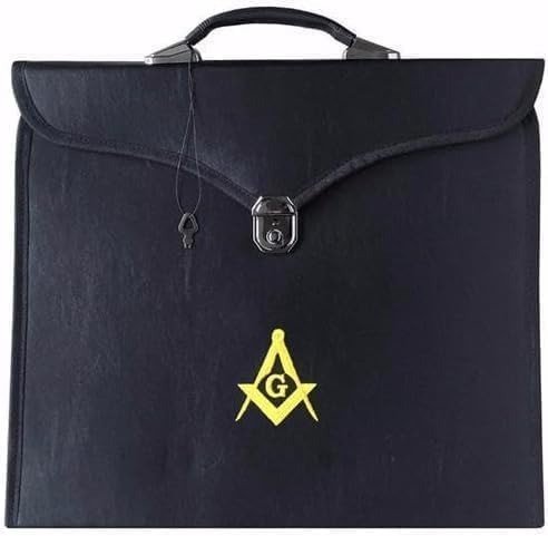 Masonic MM/WM and Provincial Full Dress Apron Case with Yellow Square Compass – Large Purple Regalia Storage for Master Masons and Provincial Officers