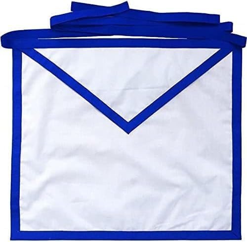 Masonic Regalia Blue Lodge Member Apron White Cotton Duck Clothing Blue Ribbon