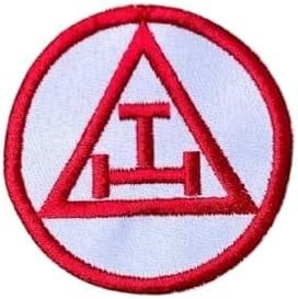 Masonic Royal Arch Embroidered Sew/Iron on Patch Badge, White & Red