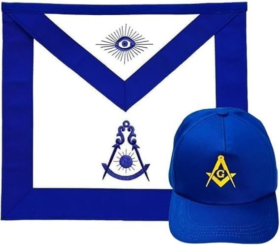 MASONIC BLUE LODGE OFFICER APRON Senior Deacon Machine Embroidery Apron With Cap