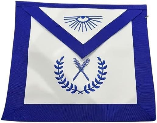 Masonic Blue Lodge Secretary Officer Apron Machine Embroidered Wreath (Customizable)