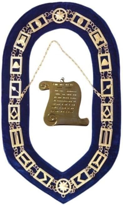 MASONIC BLUE LODGE OFFICER CHAIN COLLAR WITH ORATOR JEWEL